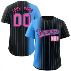 Black Powder Blue Pinstripe Gradient Baseball Jersey 1