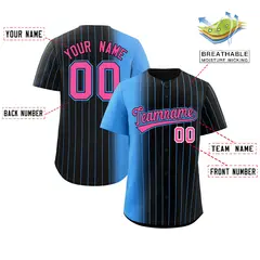 Black Powder Blue Pinstripe Gradient Baseball Jersey 2