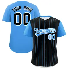 Black Powder Blue Pinstripe Two-Tone Baseball Jersey 1