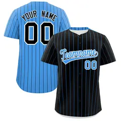 Black Powder Blue Pinstripe Two-Tone Baseball Jersey 1