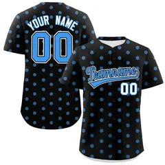 Black Powder Blue Polka Dot Graffiti Baseball Jersey 1