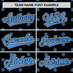 Black Powder Blue Polka Dot Graffiti Baseball Jersey 3