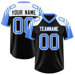 Black Powder Blue Raglan Authentic Football Jersey 1