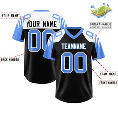 Black Powder Blue Raglan Authentic Football Jersey 2