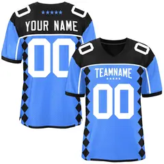 Black Powder Blue Raglan Side Blocks Football Jersey 1