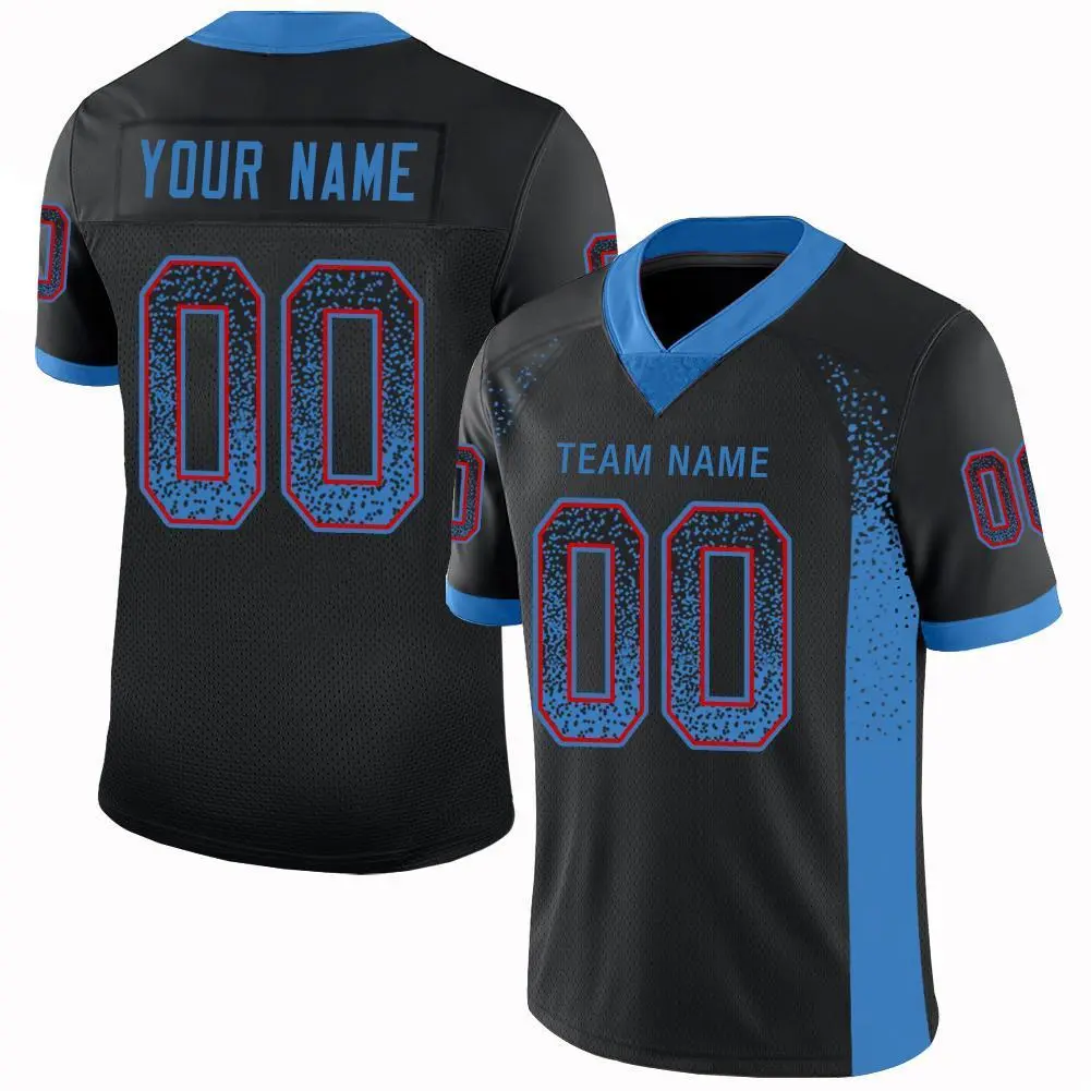 Black Powder Blue-Red Drift Mesh Football Jersey