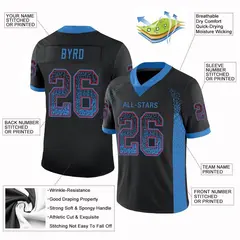 Black Powder Blue-Red Drift Mesh Football Jersey 2