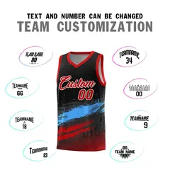 Black Powder Blue Red Graffiti Pattern Basketball Jersey 4