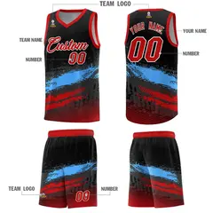 Black Powder Blue Red Graffiti Pattern Basketball Jersey 5