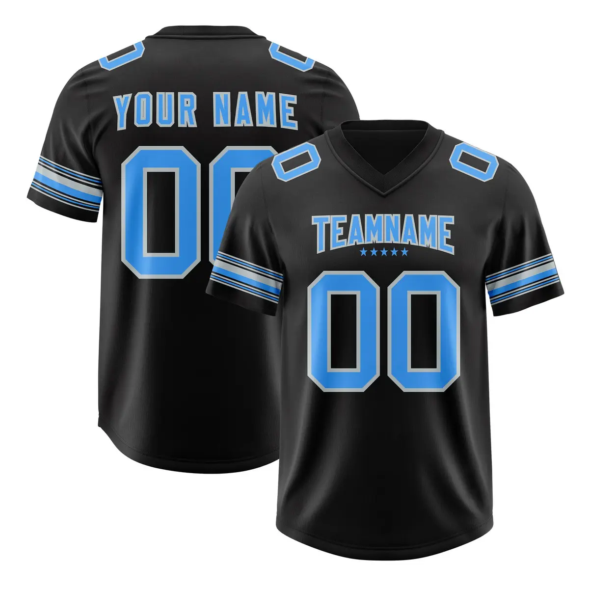 Black Powder Blue Retro Sleeve Line Football Jersey