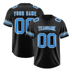 Black Powder Blue Retro Sleeve Line Football Jersey