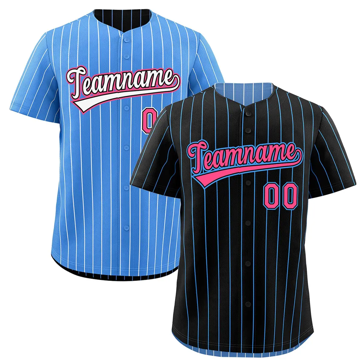 Black Powder Blue Reversible Stripe Baseball Jersey