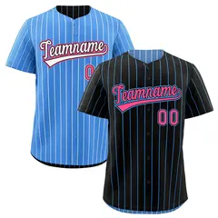 Black Powder Blue Reversible Stripe Baseball Jersey