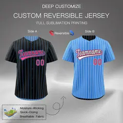 Black Powder Blue Reversible Stripe Baseball Jersey 2