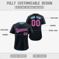 Black Powder Blue Reversible Stripe Baseball Jersey 3