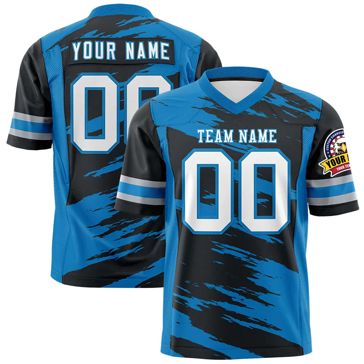 Black Powder Blue Scratch Pattern Authentic Football Jersey