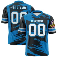 Black Powder Blue Scratch Pattern Authentic Football Jersey