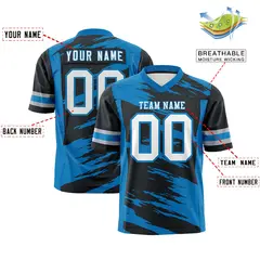 Black Powder Blue Scratch Pattern Authentic Football Jersey 2