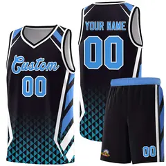 Black Powder Blue Side Slash Diamond Pattern Basketball Jersey