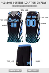 Black Powder Blue Side Slash Diamond Pattern Basketball Jersey 2
