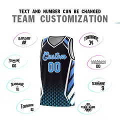 Black Powder Blue Side Slash Diamond Pattern Basketball Jersey 3