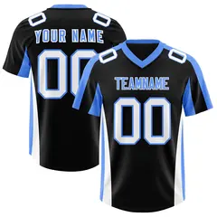 Black Powder Blue Side Stripe Authentic Football Jersey 1