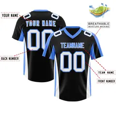 Black Powder Blue Side Stripe Authentic Football Jersey 2