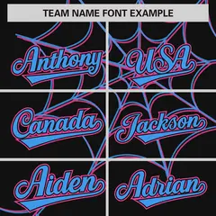 Black Powder Blue Spider Web Raglan Baseball Jersey 3