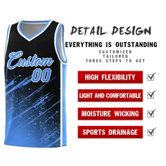Black Powder Blue Splash Basketball Uniforms for Practice 2