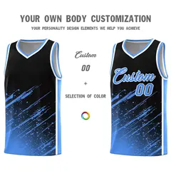 Black Powder Blue Splash Basketball Uniforms for Practice 3