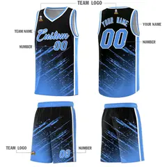 Black Powder Blue Splash Basketball Uniforms for Practice 5