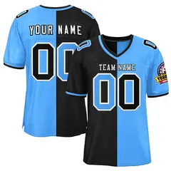 Black Powder Blue Split Two Tone Authentic Football Jersey