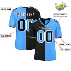 Black Powder Blue Split Two Tone Authentic Football Jersey 2