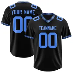 Black Powder Blue Square Neckline Football Jersey 1