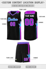 Black Powder Blue Star Graffiti Pattern Basketball Jersey 2