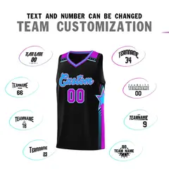Black Powder Blue Star Graffiti Pattern Basketball Jersey 4