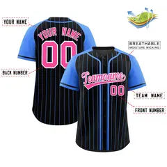 Black Powder Blue Stripe Raglan Baseball Jersey 2