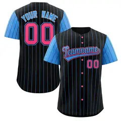 Black Powder Blue Stripe Raglan Baseball Jersey 1