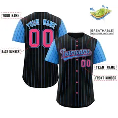 Black Powder Blue Stripe Raglan Baseball Jersey 2