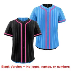 Black Powder Blue Striped Reversible Baseball Jersey 9