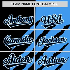 Black Powder Blue Tiger Claw Scratch Split Baseball Jersey 3