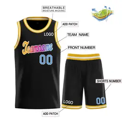 Black Powder Blue-White Classic Basketball Uniform Jersey 3