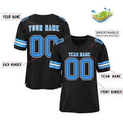 Black Powder Blue-White Classic Style Mesh Football Jersey 2