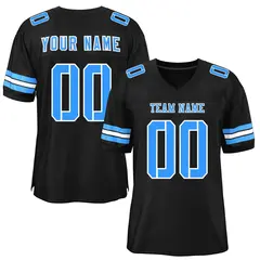 Black Powder Blue-White Classic Style Mesh Football Jersey