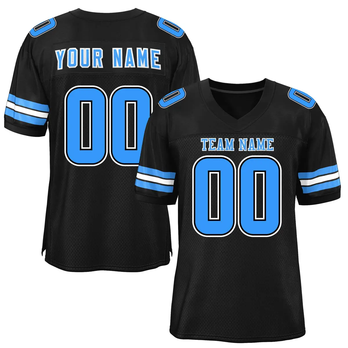 Black Powder Blue-White Classic Style Mesh Football Jersey
