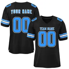Black Powder Blue-White Classic Style Mesh Football Jersey