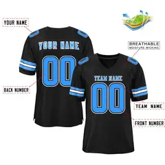 Black Powder Blue-White Classic Style Mesh Football Jersey 2