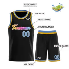 Black Powder Blue-White Classic Team Basketball Jersey 3