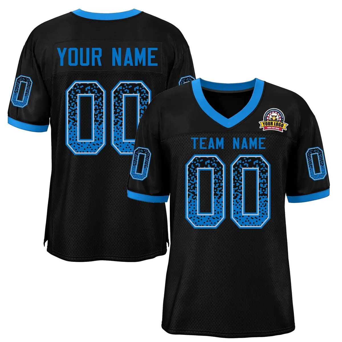Black Powder Blue-White Drift Fashion Mesh Football Jersey