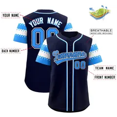 Black Powder Blue White Flag Lace Sleeve Baseball Jersey 2